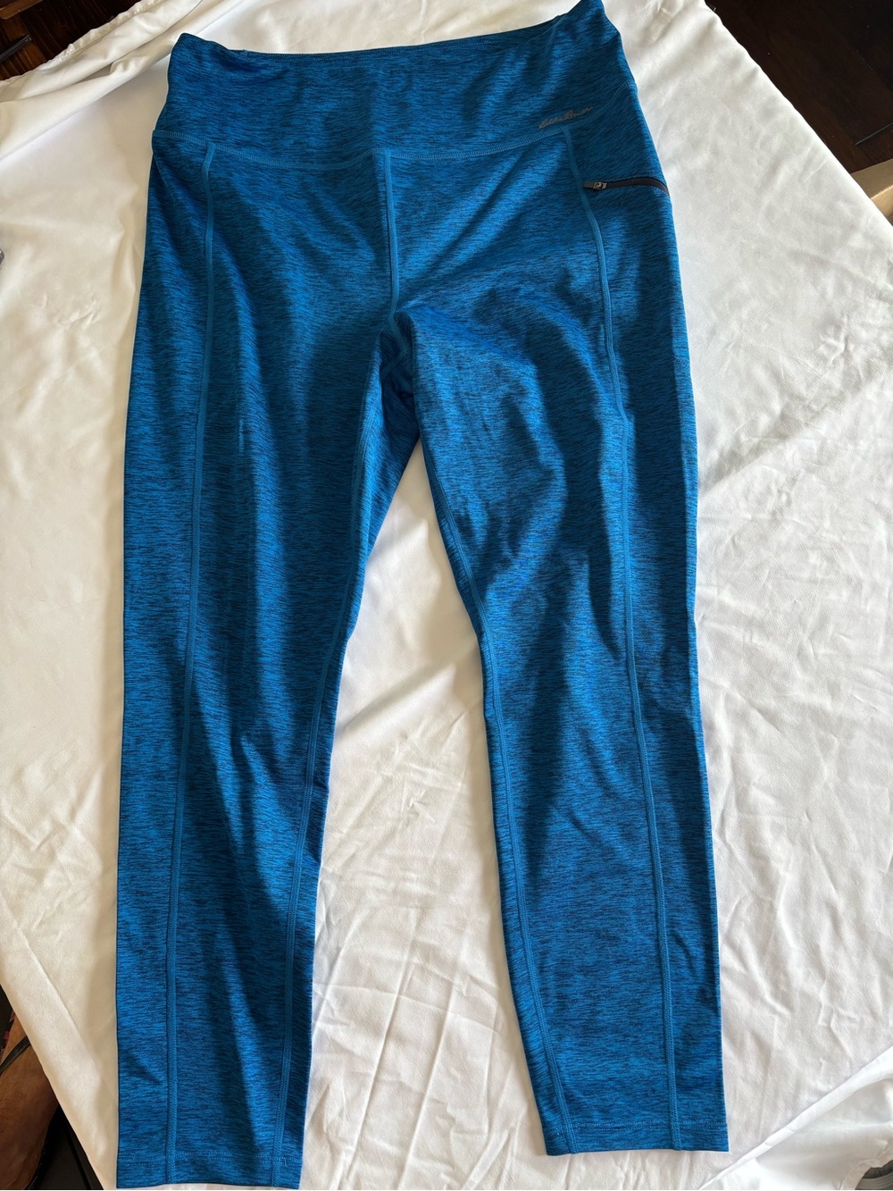 Eddie Bauer Blue Heathered Leggings with Zip Pocket